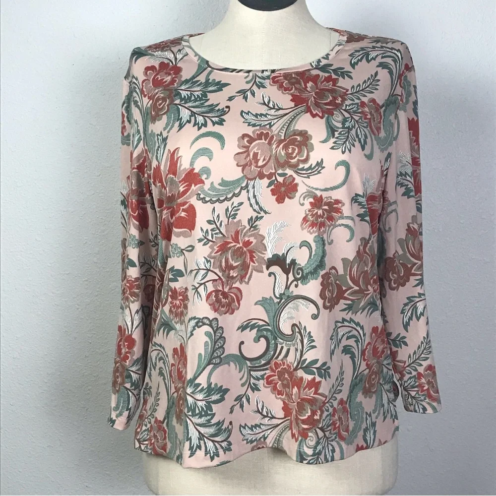 Serengeti Set Of 2 Skirt / Top Women’s Size L Multicolor Pullover 3/4 Sleeve - Picture 2 of 16